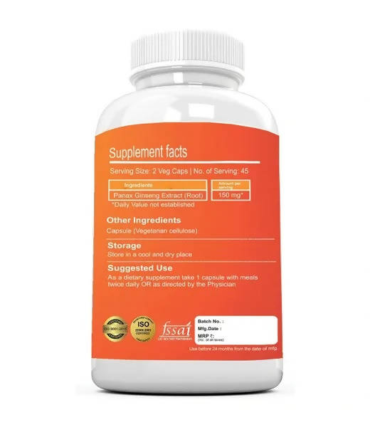 Ramini Bio Nutrition Ginseng 150mg Veg Capsules - Swadesiicart