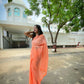Vamsee Solid Color Sea Orange Georgette Saree - Swadesiicart