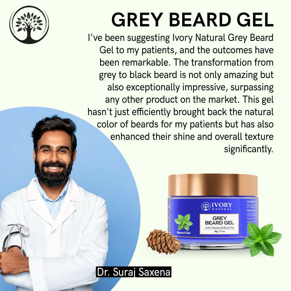 Ivory Natural Grey Beard Gel Restores Dark Shine & Vibrant Of Beard | Swadesiicart