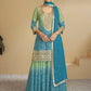 Anaita Blue Digital print with Embroidered Silk Stitched Plazo Suit