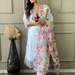 Partywear Designer Chanderi With Cotton Lining White Stitched Suit With Dupatta - Tanisha | Swadesiicart