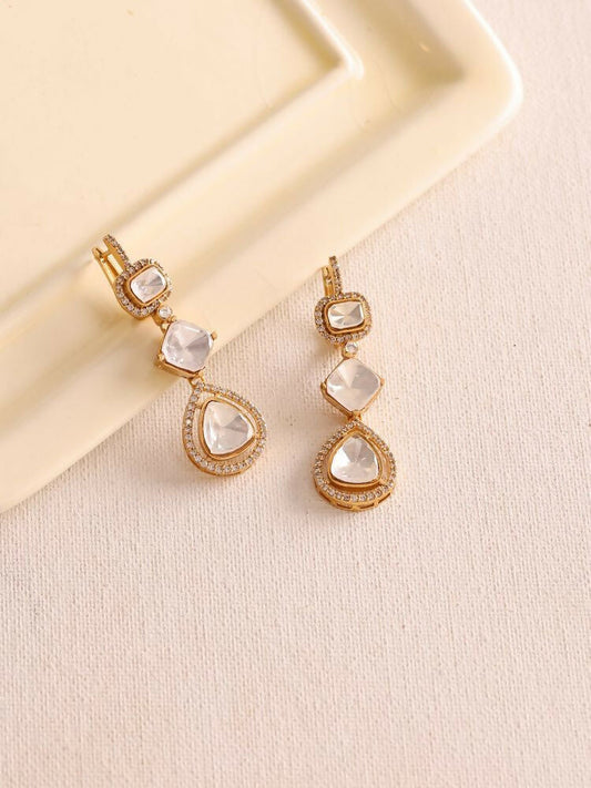 Women's Long Kundan Earrings - Ruby Raang | Swadesiicart