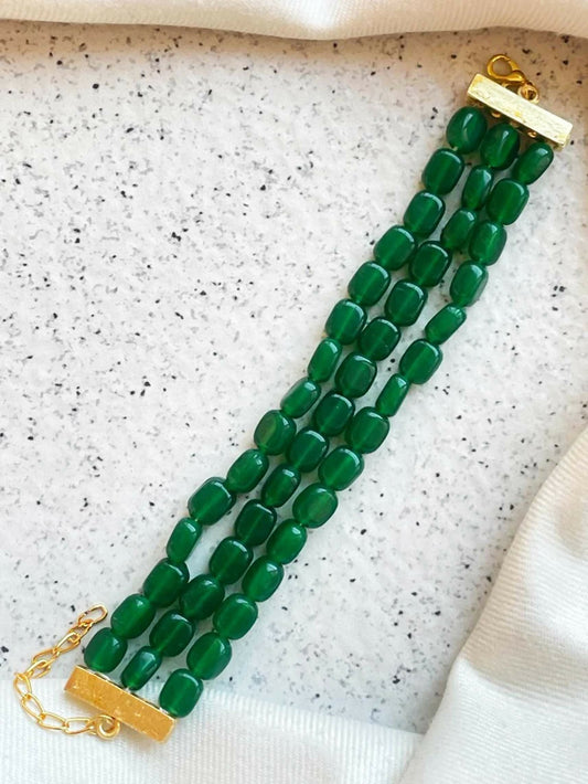 Joban Fashion Bottle Green Brass Semi Precious Stone Bracelet | Swadesiicart