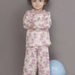 Breathables Kids Cotton Night Suit – White & Pink Teddy Shirt & Pyjama Co-Ord Set For Boys & Girls