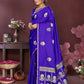 Joban Fashion Royal Blue Floral Motifs Banarasi Silk Sarees | Swadesiicart