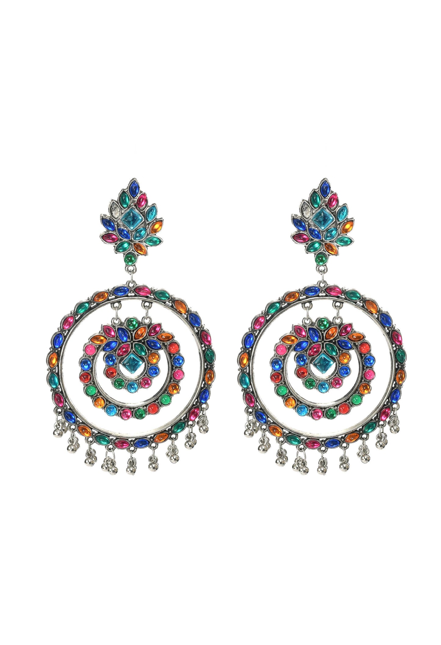 Mominos Fashion Johar Kamal Women's Multi Colour Kundan Circles Earrings - Mominos Fashion