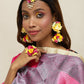 Yellow Pink Beaded Flower Jewellery Set - Ruby Raang - Ruby Raang Studio