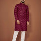 Anaita Maroon Embroidered Cotton Straight Kurta