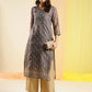 Grey Chinon Digital Printed With Hand Work Kurta - Himanshi - Swadesiicart