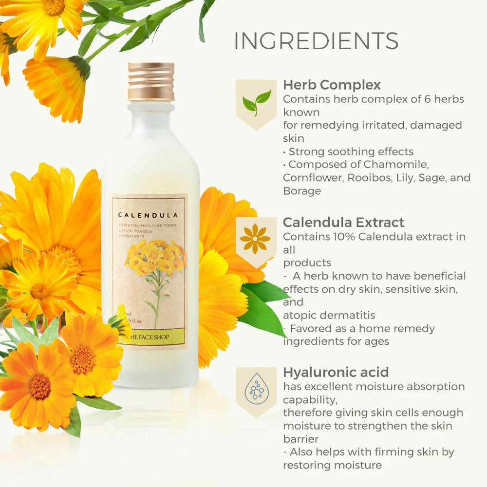The Face Shop Calendula Essential Moisture Toner - Korean Skincare | Swadesiicart