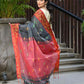 Beatitude Grey Slub Cotton Floral Jamdani Saree