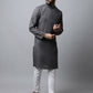 Even Apparels Grey Color Pure Cotton Men's Kurta With Side Placket (SLD1202) | Swadesiicart