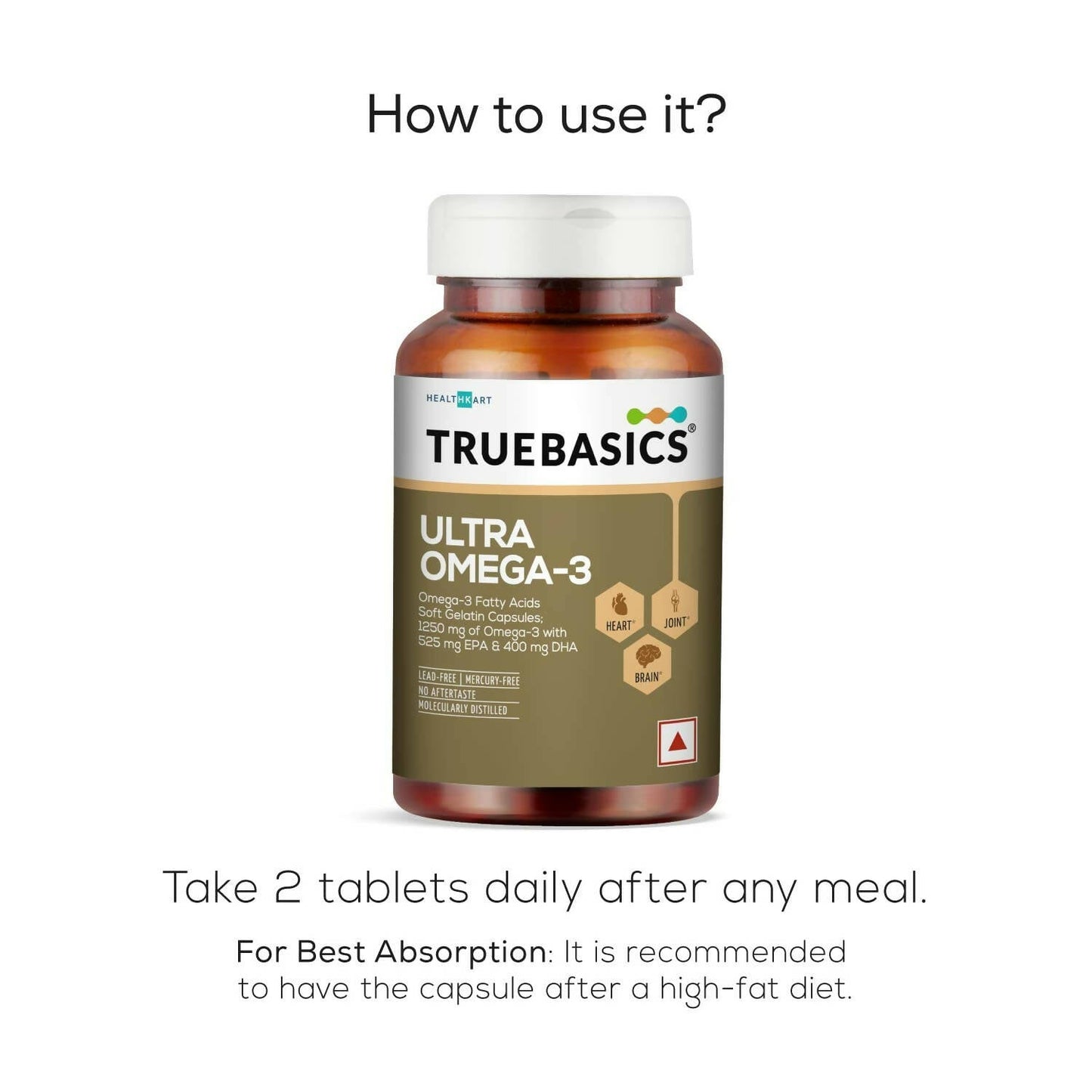 TrueBasics Ultra Omega 3 Fish Oil Capsules for Women & Men - Swadesiicart
