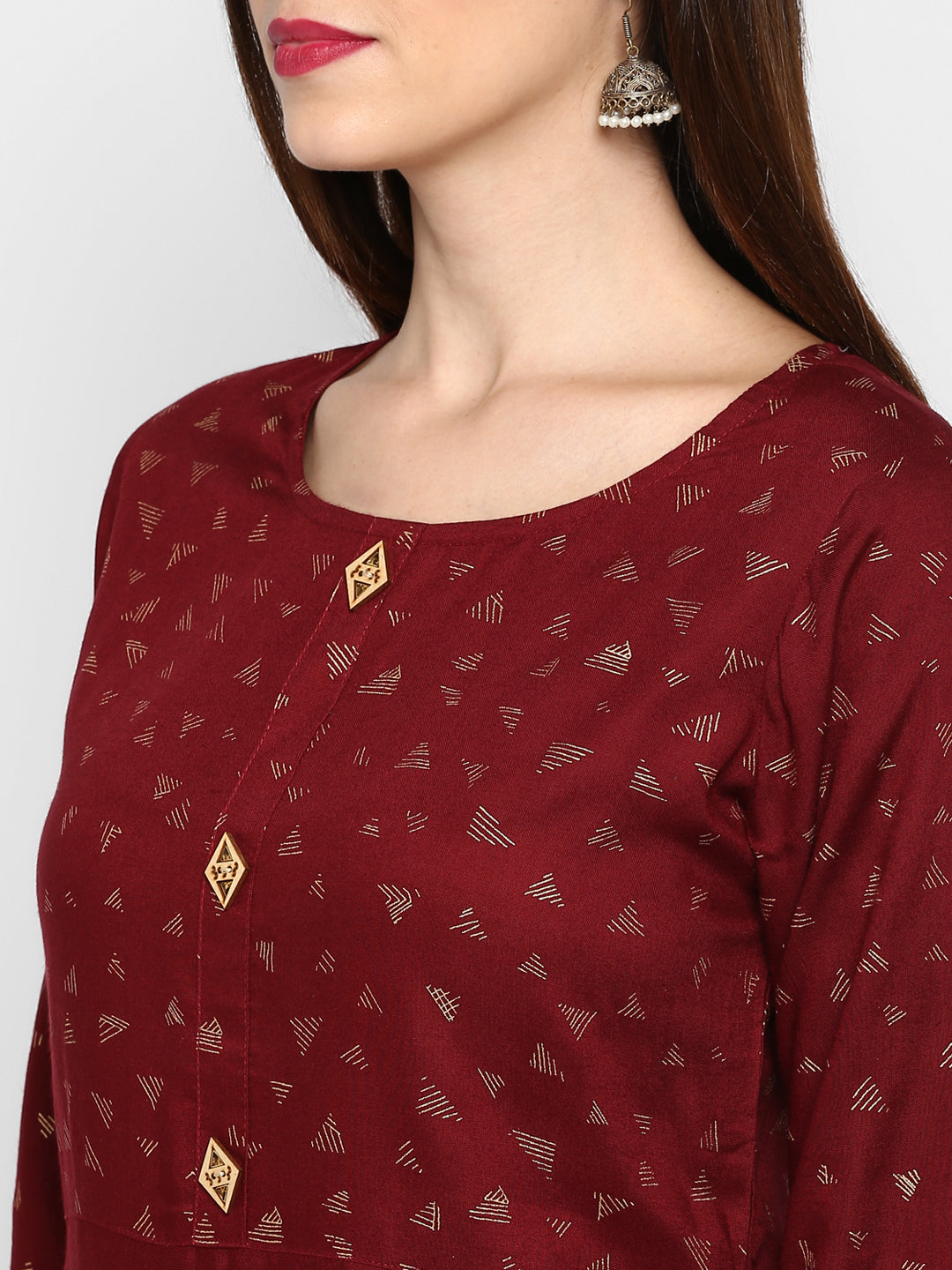 NOZ2TOZ Women's Maroon Printed Kurta- (1pc set) - Swadesiicart