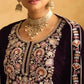 Anaita Dark Maroon Embroidered with Beads Velvet Stitched Plazo Suit