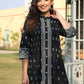 Juniper Women's Black Cambric Floral Printed Tunic | Swadesiicart