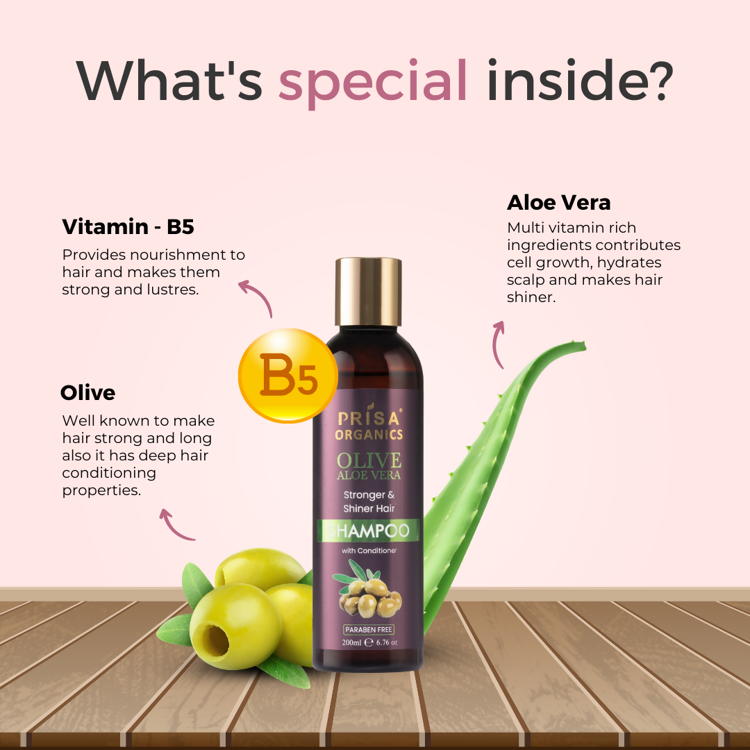Prisa Organics Olive and Aloe Vera Shampoo - Swadesiicart