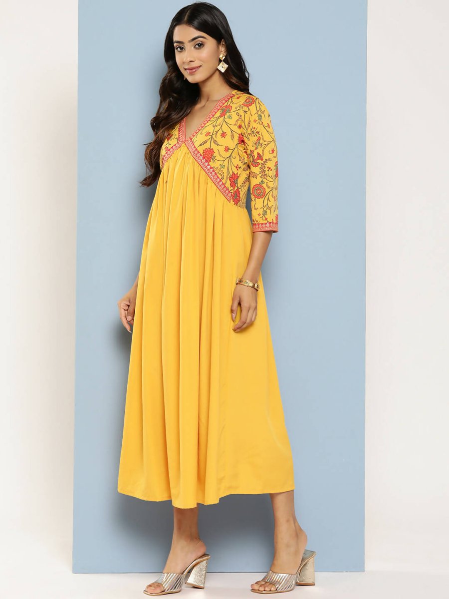 Ahalyaa Women's Traditional wear Ethnic Dress - Mustard | Swadesiicart