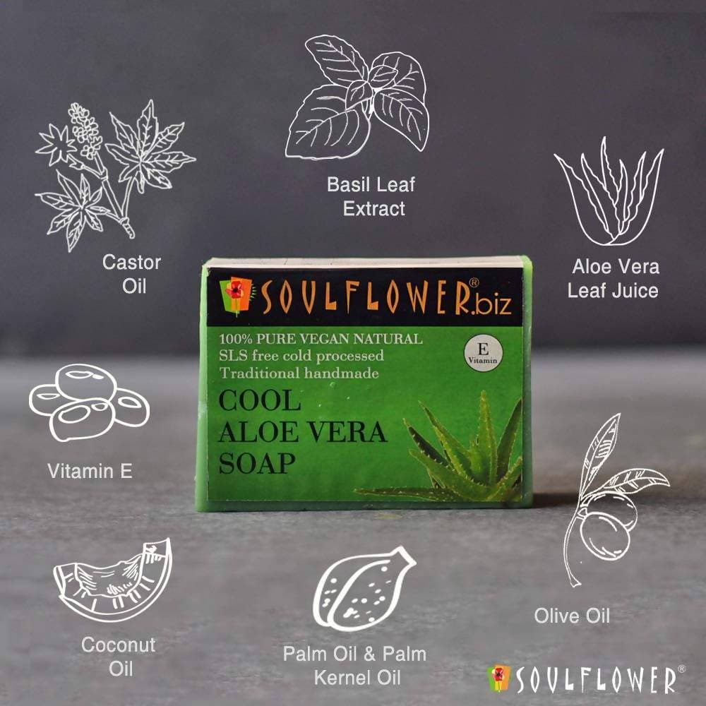 Soulflower Cool Aloe Vera Handmade Soap - Swadesiicart