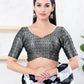 Joban Fashion Black Tissue Elbow Sleeveless Back Open Blouse - Swadesiicart