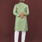 Anaita Green Embroidered Silk Straight Kurta