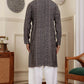 Blue Modal Silk Woven Designer Men's Rajwadi Kurta Set - Mahotsav