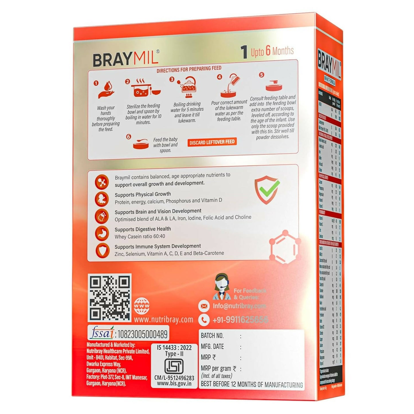 Braymil 1 Infant Formula Milk Powder (Upto 6 Months) | Swadesiicart