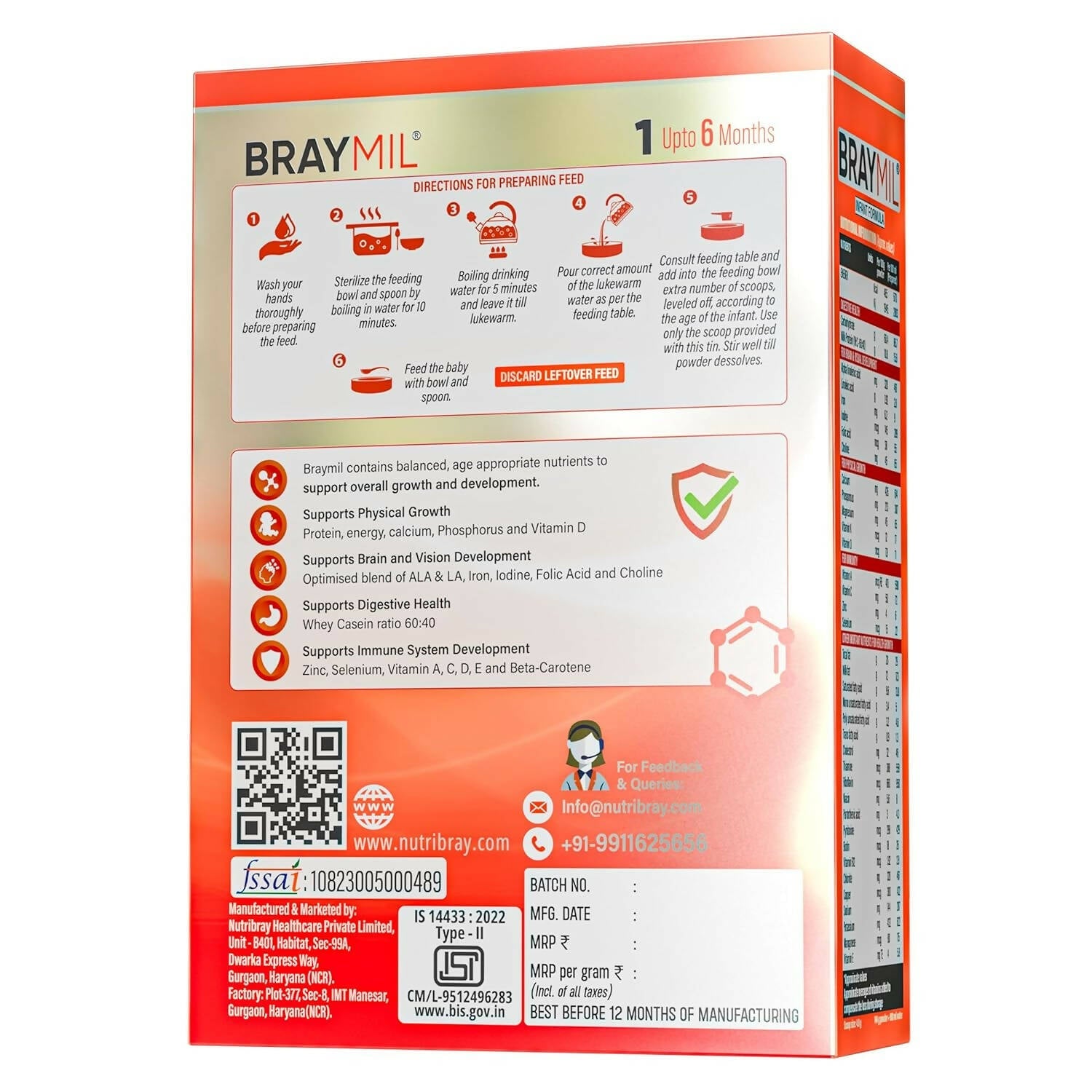 Braymil 1 Infant Formula Milk Powder (Upto 6 Months) | Swadesiicart