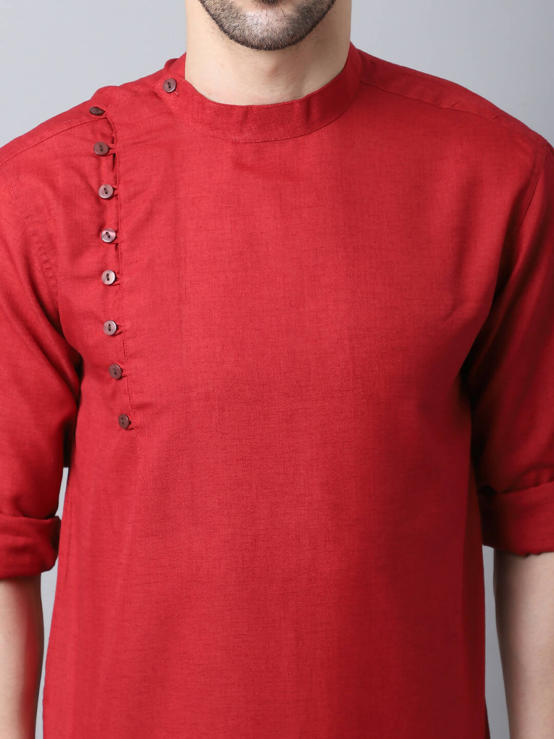 Even Apparels Maroon Pure Cotton Men's Kurta With Side Placket | Swadesiicart