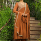 Janasya Brown Georgette Yoke Embroidery Kurta,Bottom & Dupatta | Swadesiicart