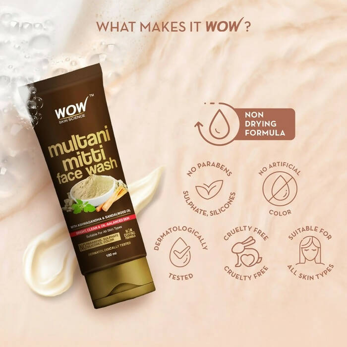 Wow Skin Science Purifying Multani Mitti Face Wash - Swadesiicart