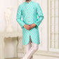 Raivat Ethnic Banarasi Jacquard Embroidery Semi Indo Western Sherwani In Green Colour | Swadesiicart