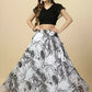 Dishitha Creation Printed Stitched Lehenga & Crop Top - Black & White | Swadesiicart