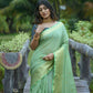 Vishnu Weaves Women's Sea Green Cotton Silk Zari Woven Saree with Blouse - Swadesiicart