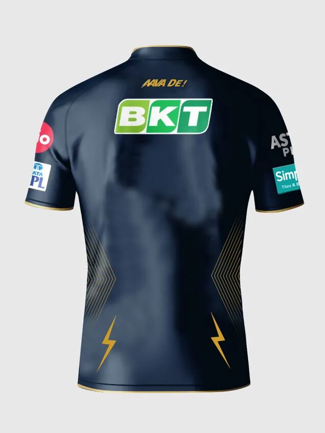 Gujarat Titans Men's Navy Blue And Gold Half Sleeves Jersey IPL, T20 | Swadesiicart