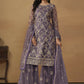 Dusty Purple Net Embroidered Wedding Festive Gharara Suit - Emponline | Swadesiicart