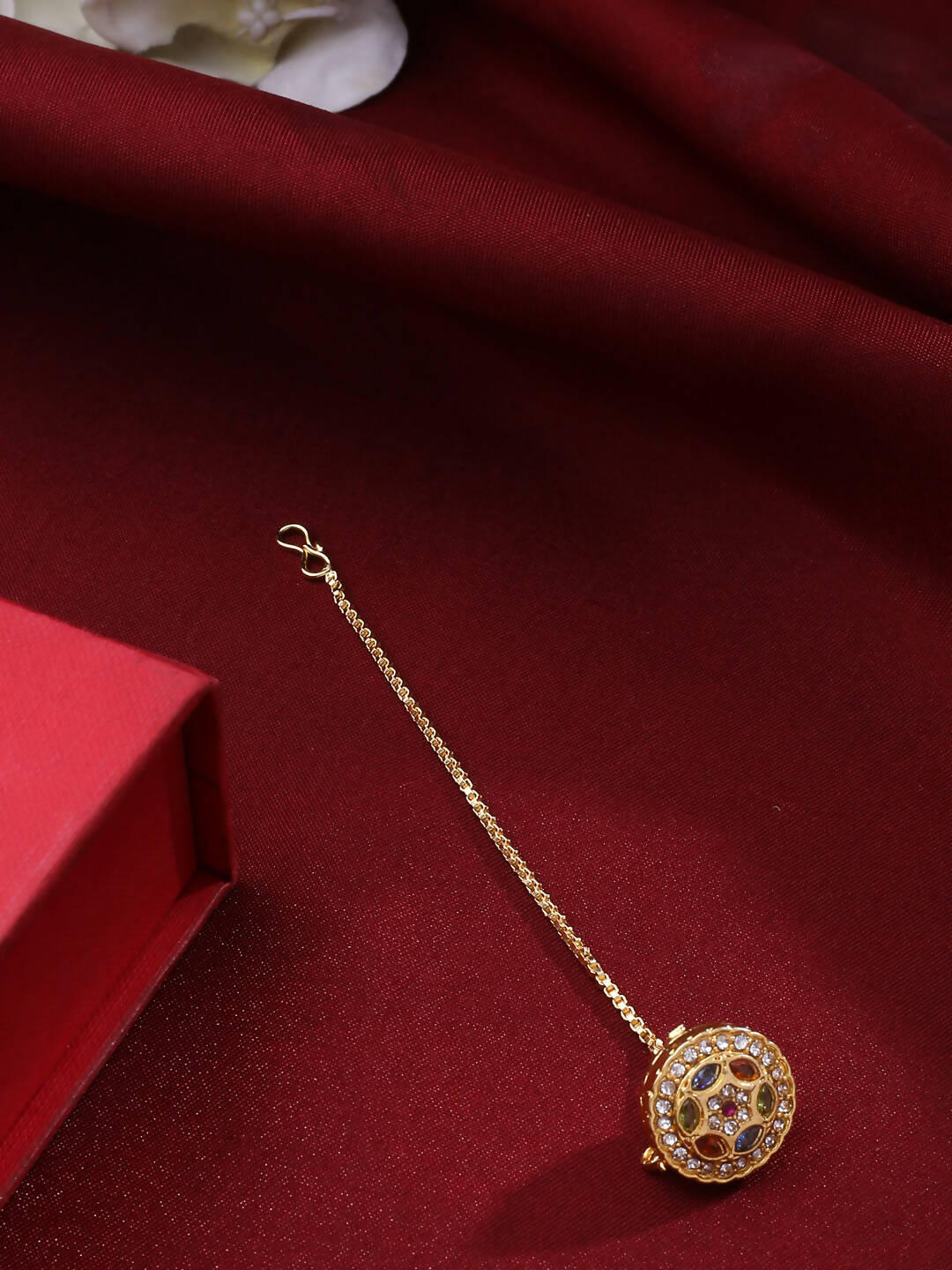 NVR Women's Trending Stylish Gold-Polished Maang Tikka | Swadesiicart