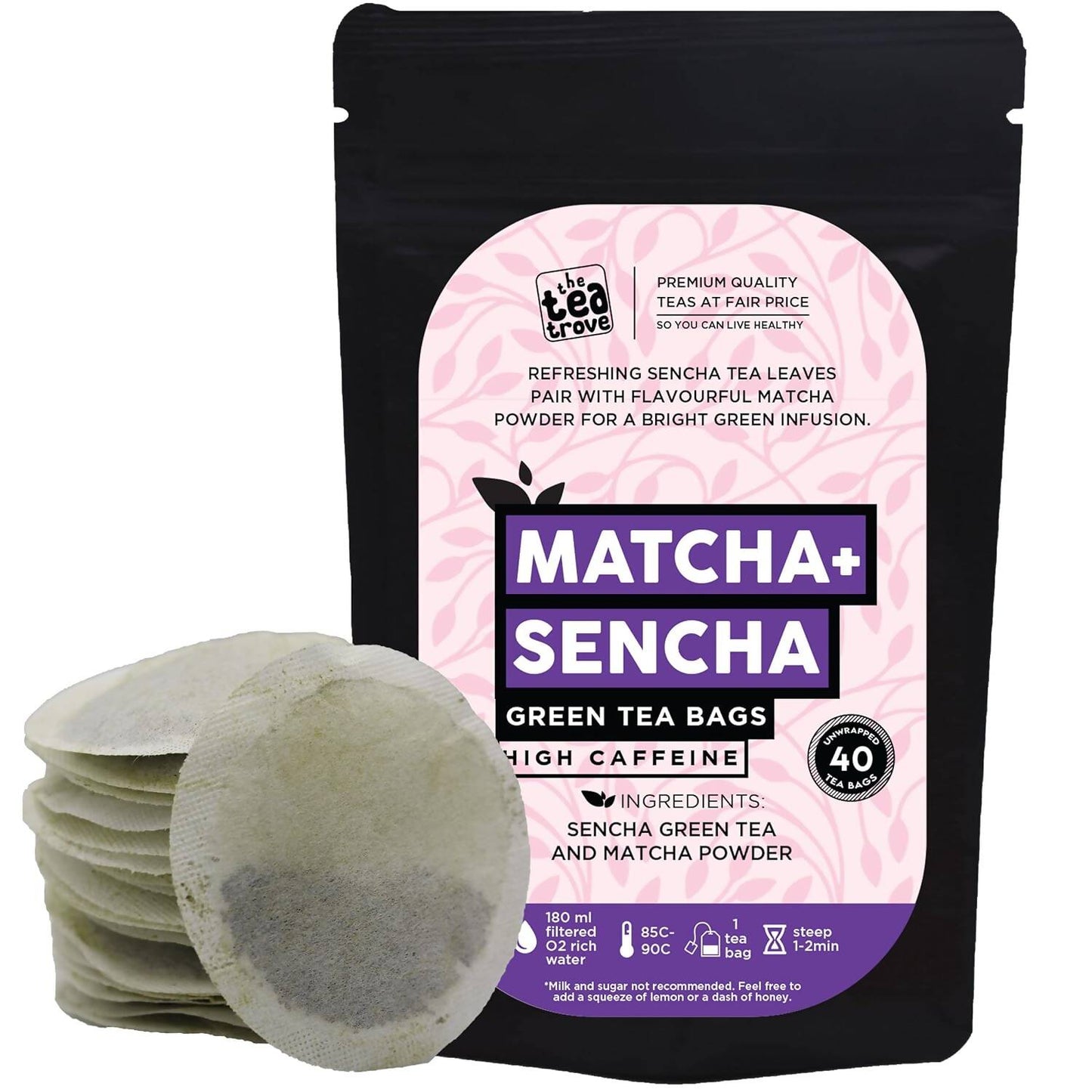 The Tea Trove Matcha Tea + Sencha Green Tea Bags | Swadesiicart