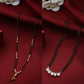 NVR Women's's Set of 2 Black Gold-Polished Beaded Mangalsutra With Ad Stone | Swadesiicart