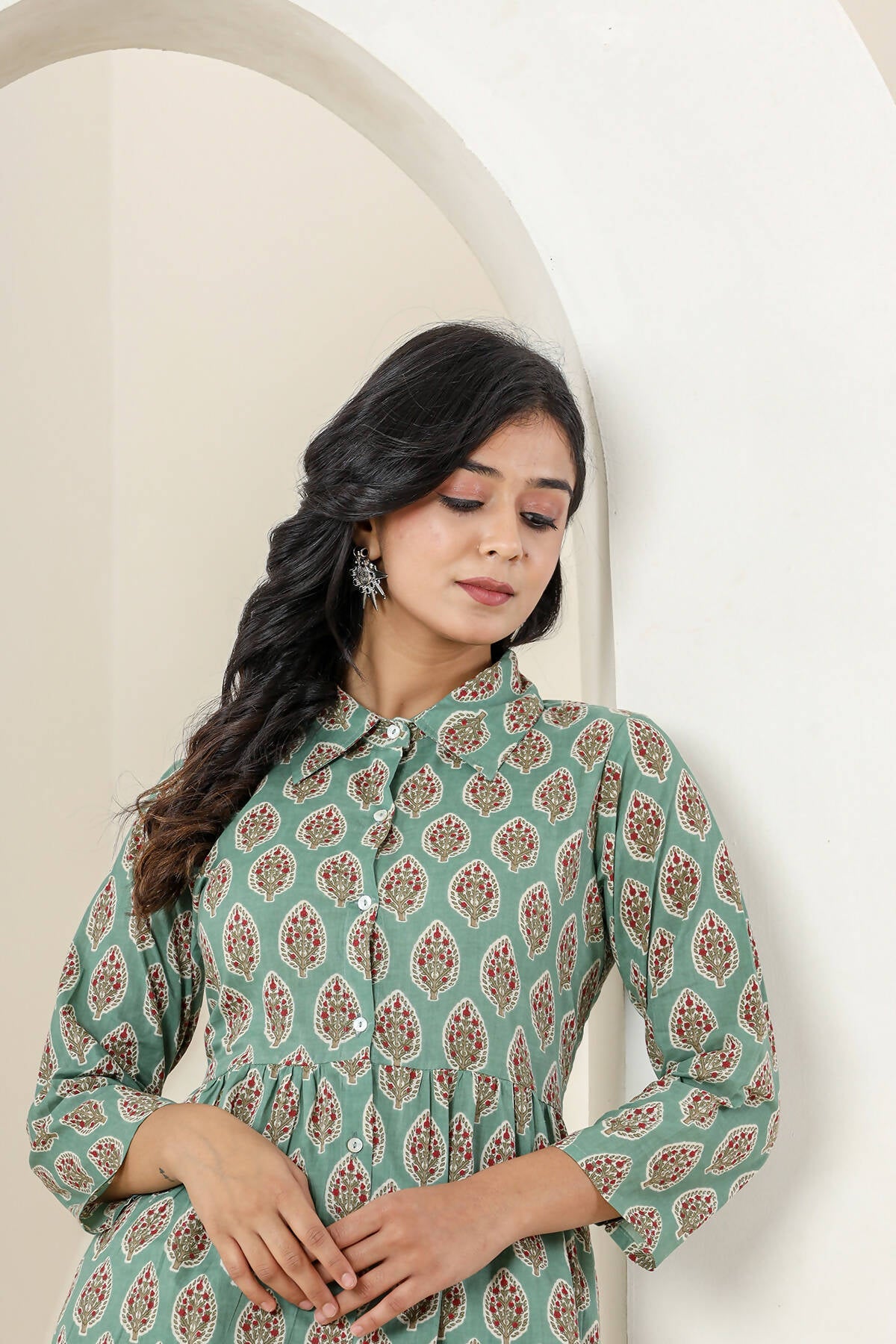 Kaajh Women's Green Printed Cotton Co-ord Set - Swadesiicart