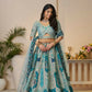 Kesar Fab Sky-Blue Banarasi Silk Embroidered Lehenga | Swadesiicart