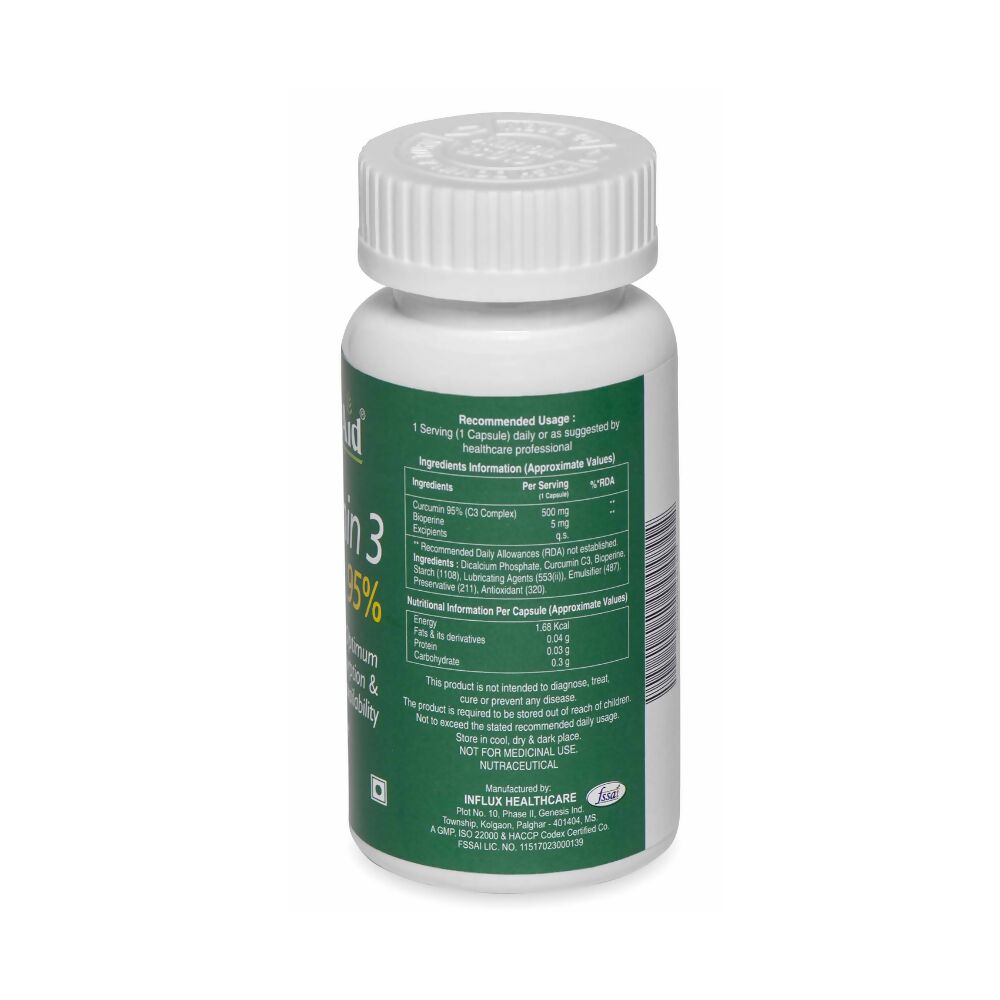 HealthAid Curcumin 3 Standardised with Bioperine 95% Capsules - Swadesiicart