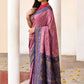 Joban Fashion Nude Pink Crepe Chiffon Pure Handloom Banarasi Silk Saree | Swadesiicart