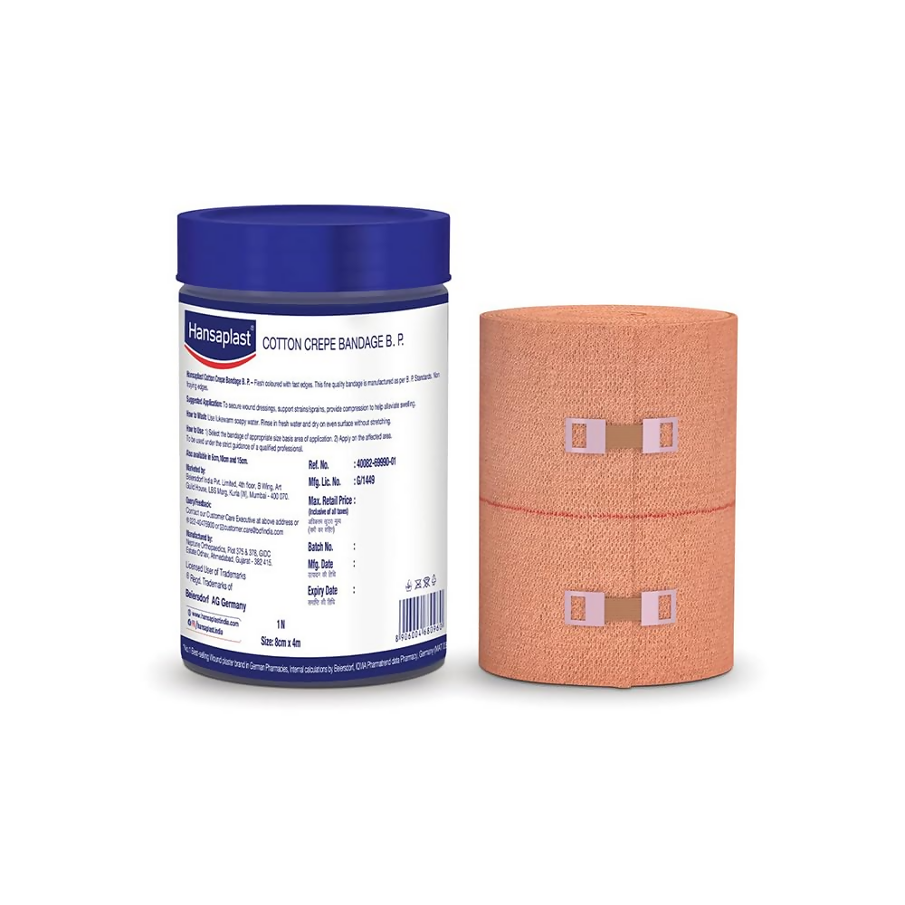 Hansaplast Soft Cotton Crepe Bandage For Pain Relief - 8CM X 4MTR | Swadesiicart