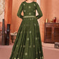 Mehndi Green Festive Embroidered Art Silk Anarkali Suit - Emponline | Swadesiicart