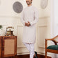 Off White Viscose Chikankari Embroidery Work Men's Rajwadi Kurta Set - Mahotsav | Swadesiicart