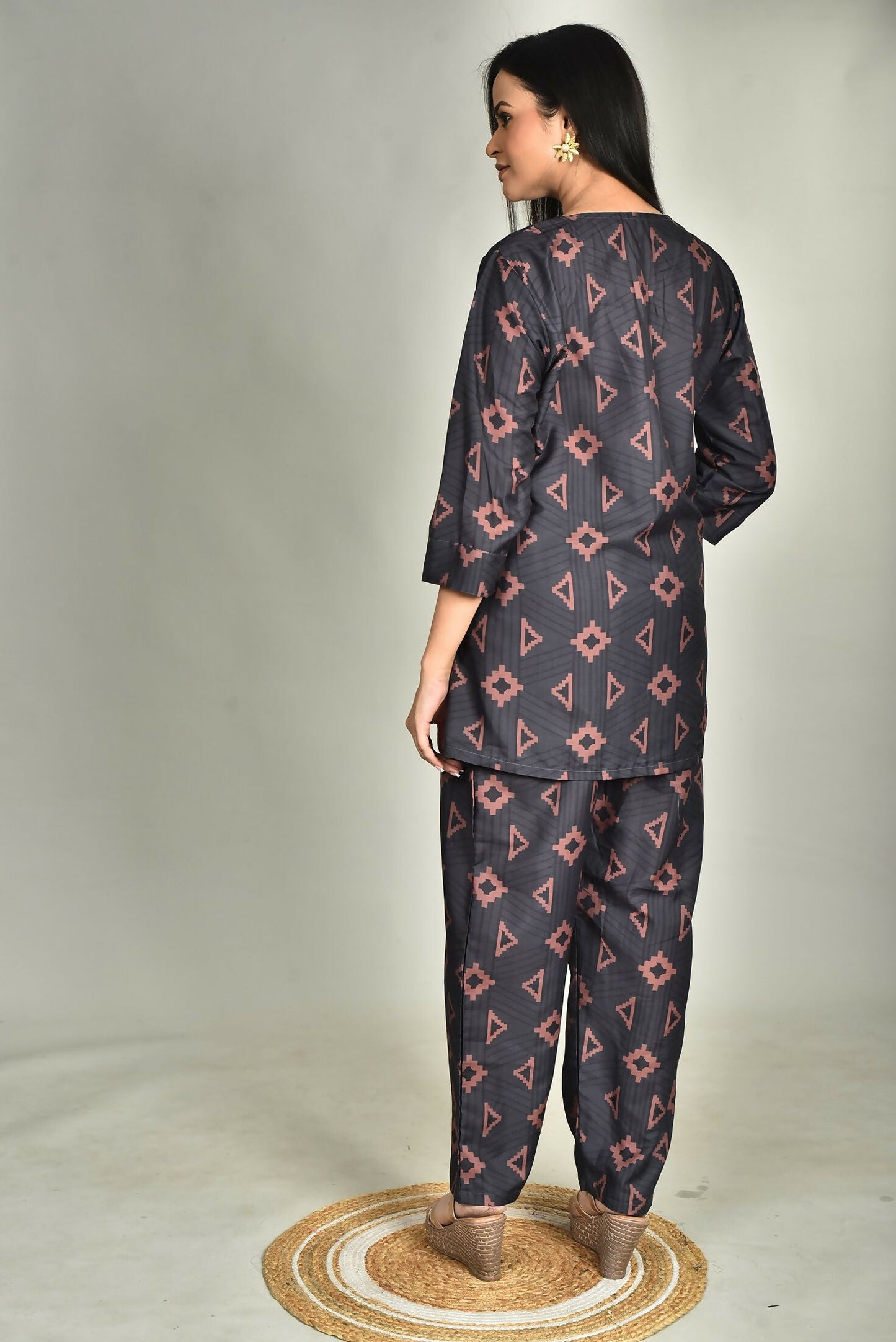 Morchari Digital Print Semi Muslin Co-Ord Set Top & Trouser-Multicolor - Swadesiicart