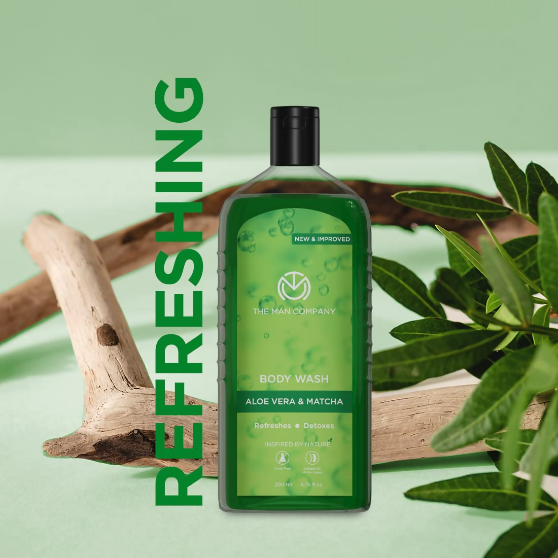 The Man Company Aloe Vera & Matcha Body Wash For Glowing & Smooth Skin Enriched With Green Tea & Moringa Leaf Extract | Swadesiicart