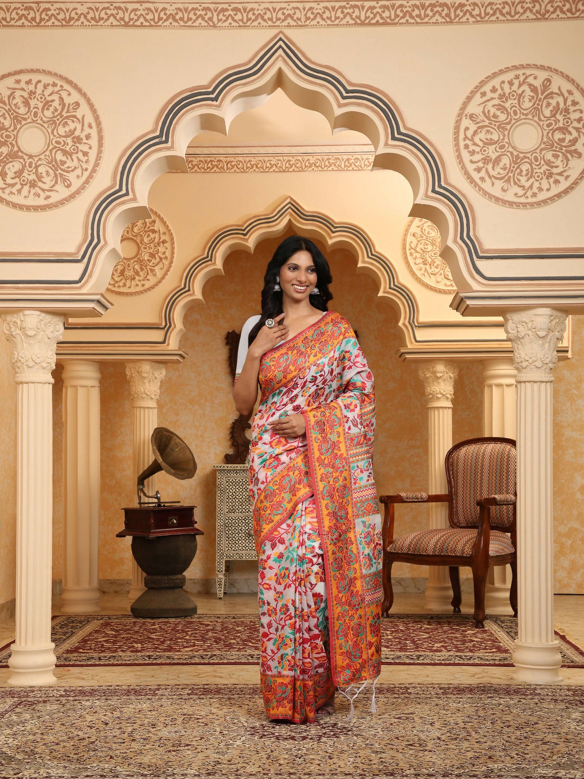 Shree Shyam Fashion Linen Cotton(Woven Work) Multicolour Saree