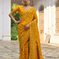 Vishnu Weaves Women's Mustard Yellow Silk Woven Saree with Blouse - Swadesiicart
